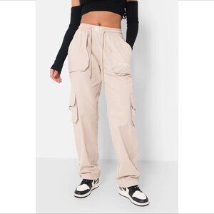 Sixth June Paris cargo jogger pants cotton tan khaki pocket slouchy women Small